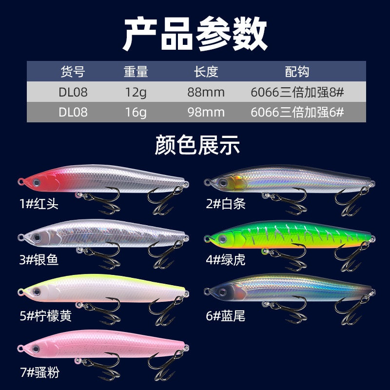 Umpan pancing minnow Pencil sinking 12g/16g lure pencil swimbait sinking MN185