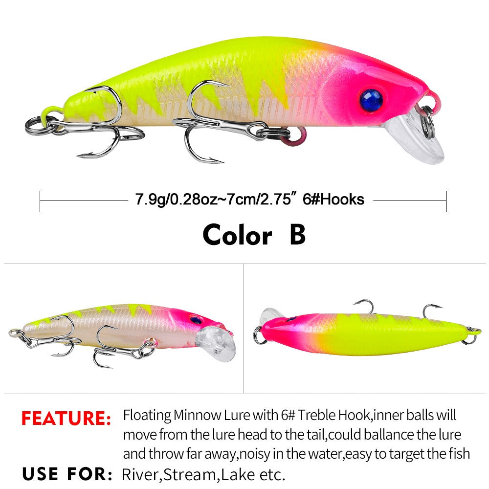 PROBEROS Umpan Pancing Lure Minnow 8g/7cm Minnow Sinking MN038