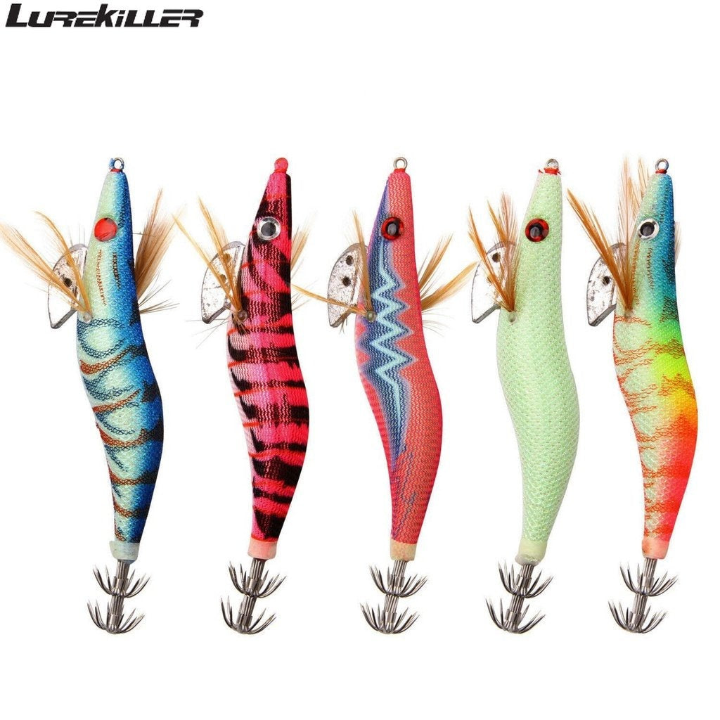 Lure Egi 1 set isi 10pcs & 5pcs umpan mancing cumi bentuk udang LE011