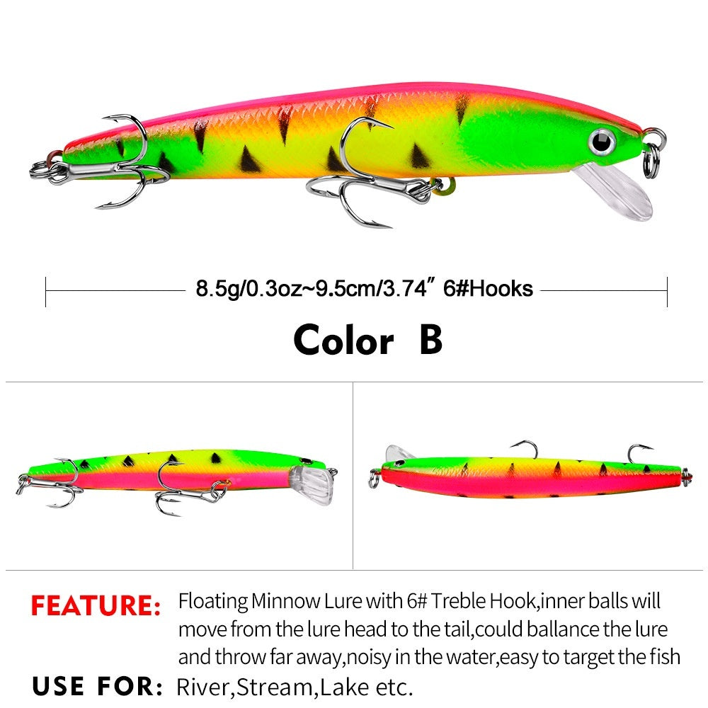 Paket umpan 10PCS PROBEROS Umpan Pancing Lure Minnow 8.5G / 9.5cm lure minnow floating MN063
