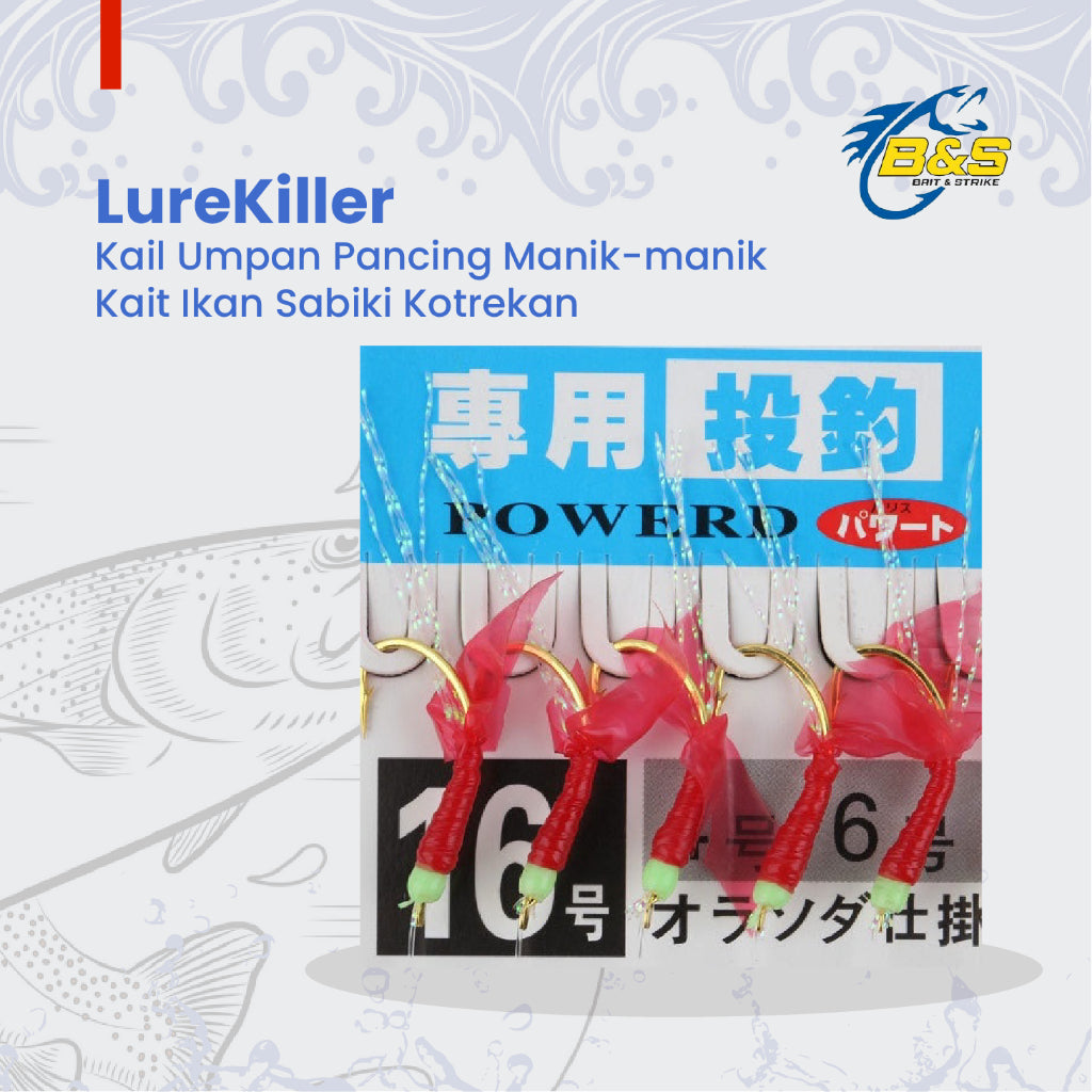 LureKiller Kail Umpan Pancing Manik-manik Kait Ikan Sabiki Kotrekan KUP001