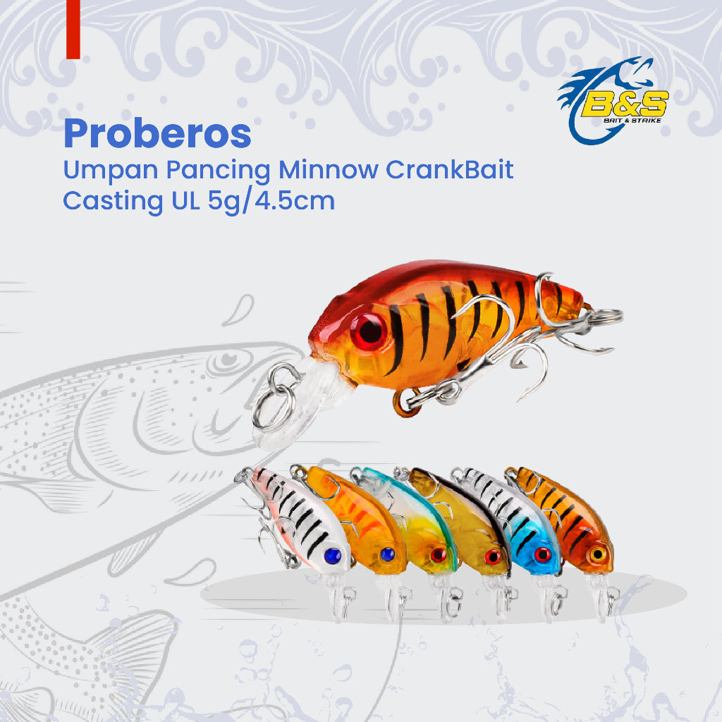 PROBEROS umpan Pancing Minnow CrankBait 4g/4.5cm lure casting UL MN132