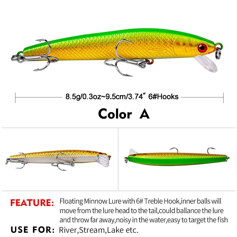 Paket umpan 10PCS PROBEROS Umpan Pancing Lure Minnow 8.5G / 9.5cm lure minnow floating MN063