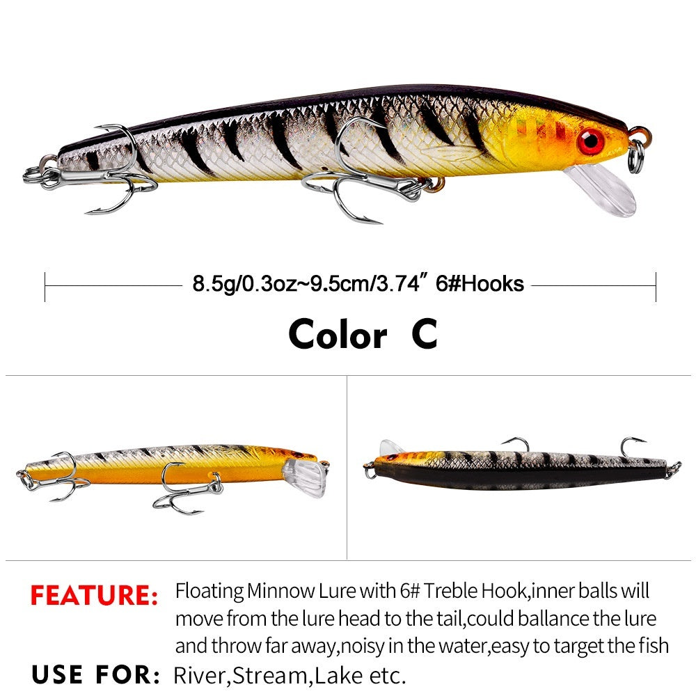 Paket umpan 10PCS PROBEROS Umpan Pancing Lure Minnow 8.5G / 9.5cm lure minnow floating MN063