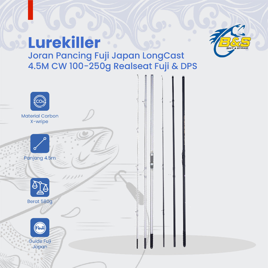 Joran Pancing FUJI japan Lurekiller LongCast Surf 4.5M CW 100-250G realseat Fuji dan DPS JP026