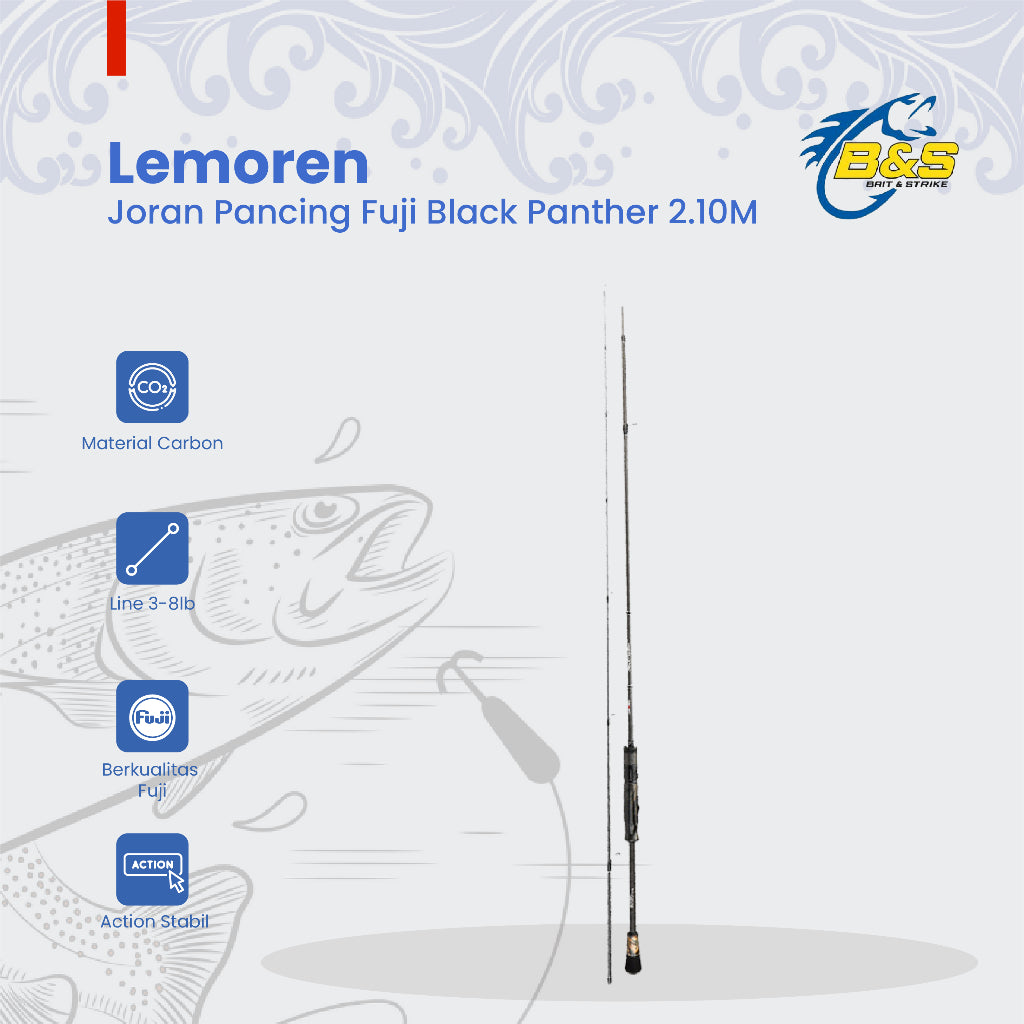 Joran Pancing FUJI Lemoren Black Panther 3-8lb 2.10M Joran Karbon X-wripe kuat JP005