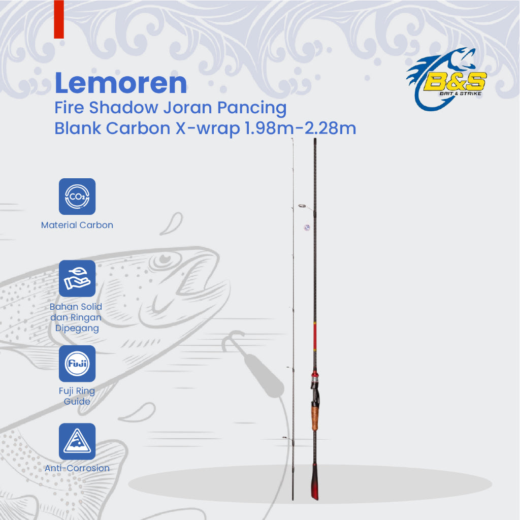 Joran Pancing Lemoren Fire Shadow 4-16lbs 1.98M/2.1M/2.28M joran pancing blank karbon Xwrap JP009
