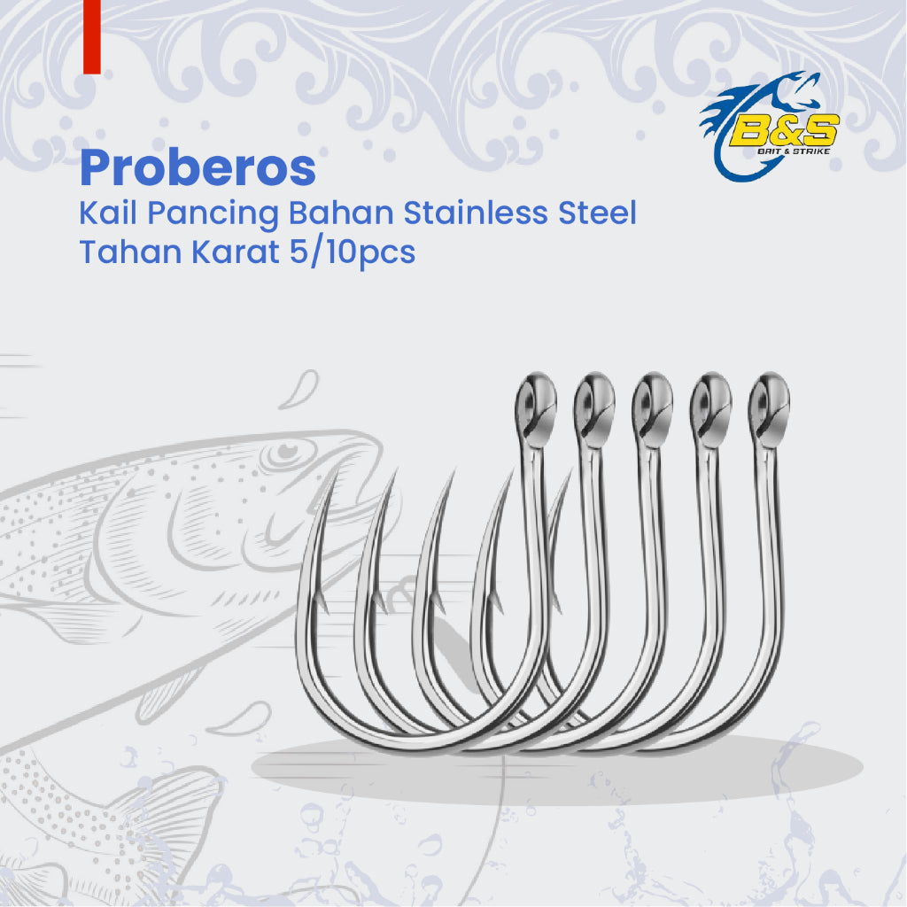 PROBEROS Kail Pancing 5/10pcs Bahan Stainless Steel Tahan Karat kuat dan tajam KUP173