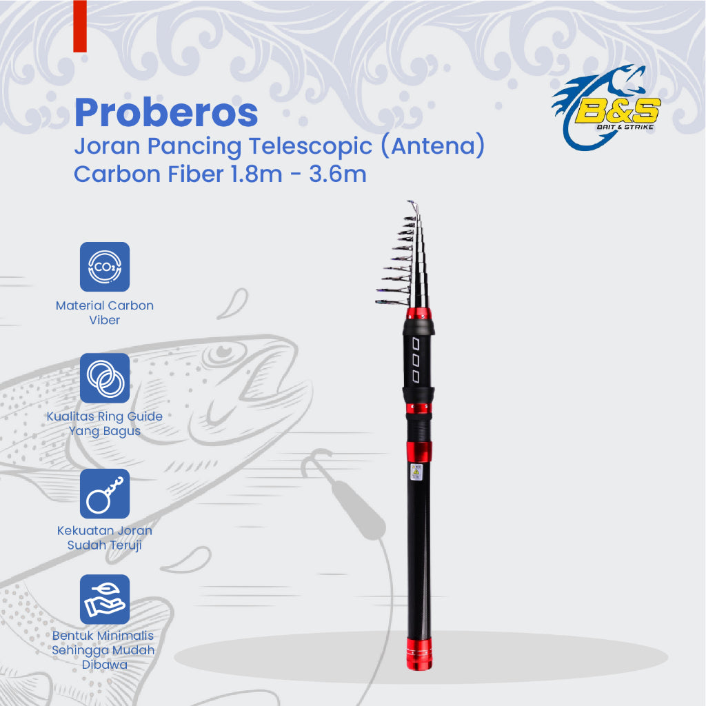 TERBARU !!! PROBEROS joran pancing 1.8M/2.1M/2.4M/2.7M/3M/3.6M Joran Pancing Telescopic / joran antena Carbon Fiber JP036