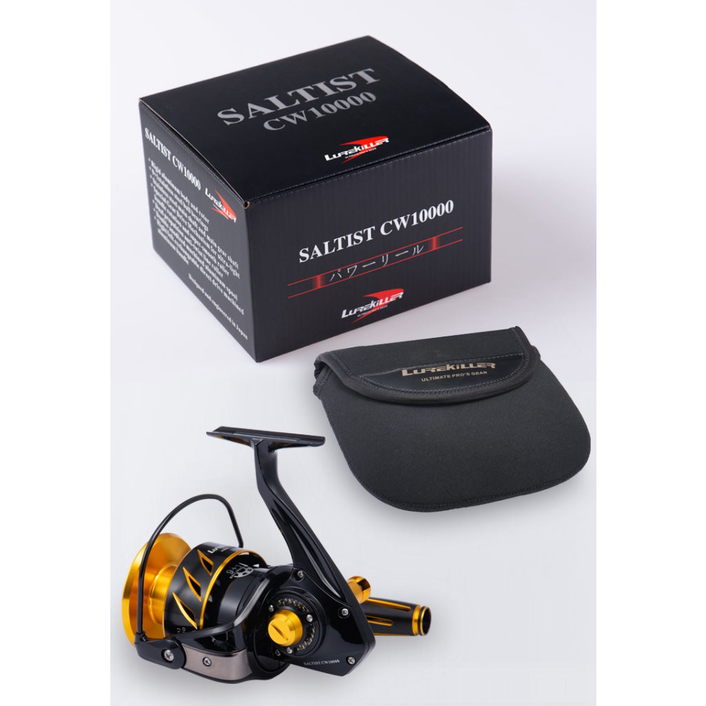 Reel Pancing Lurekiller Saltist asli jepang CW10000/CW10000H terdapat 2 Handle Bulat dan bentuk T dalam 1 BOX Max Drag 35kg RP015