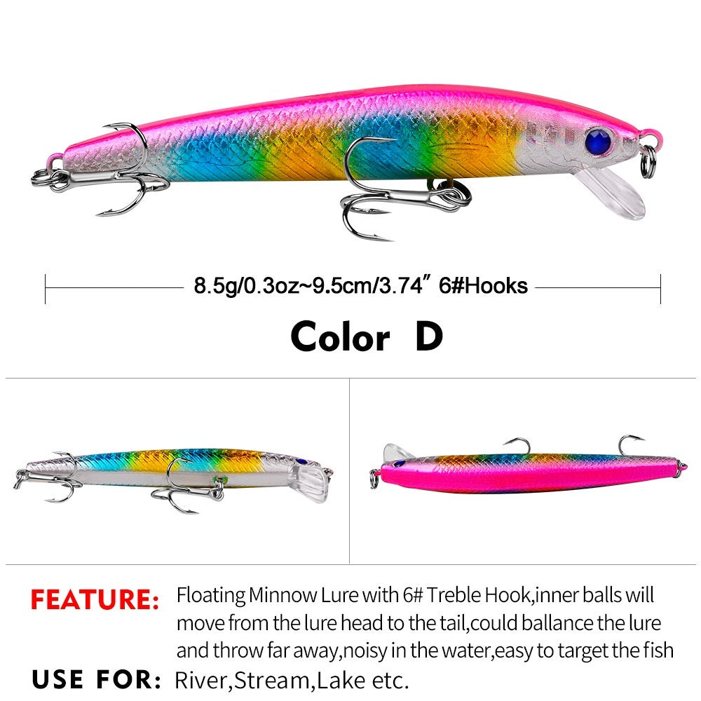 Paket umpan 10PCS PROBEROS Umpan Pancing Lure Minnow 8.5G / 9.5cm lure minnow floating MN063