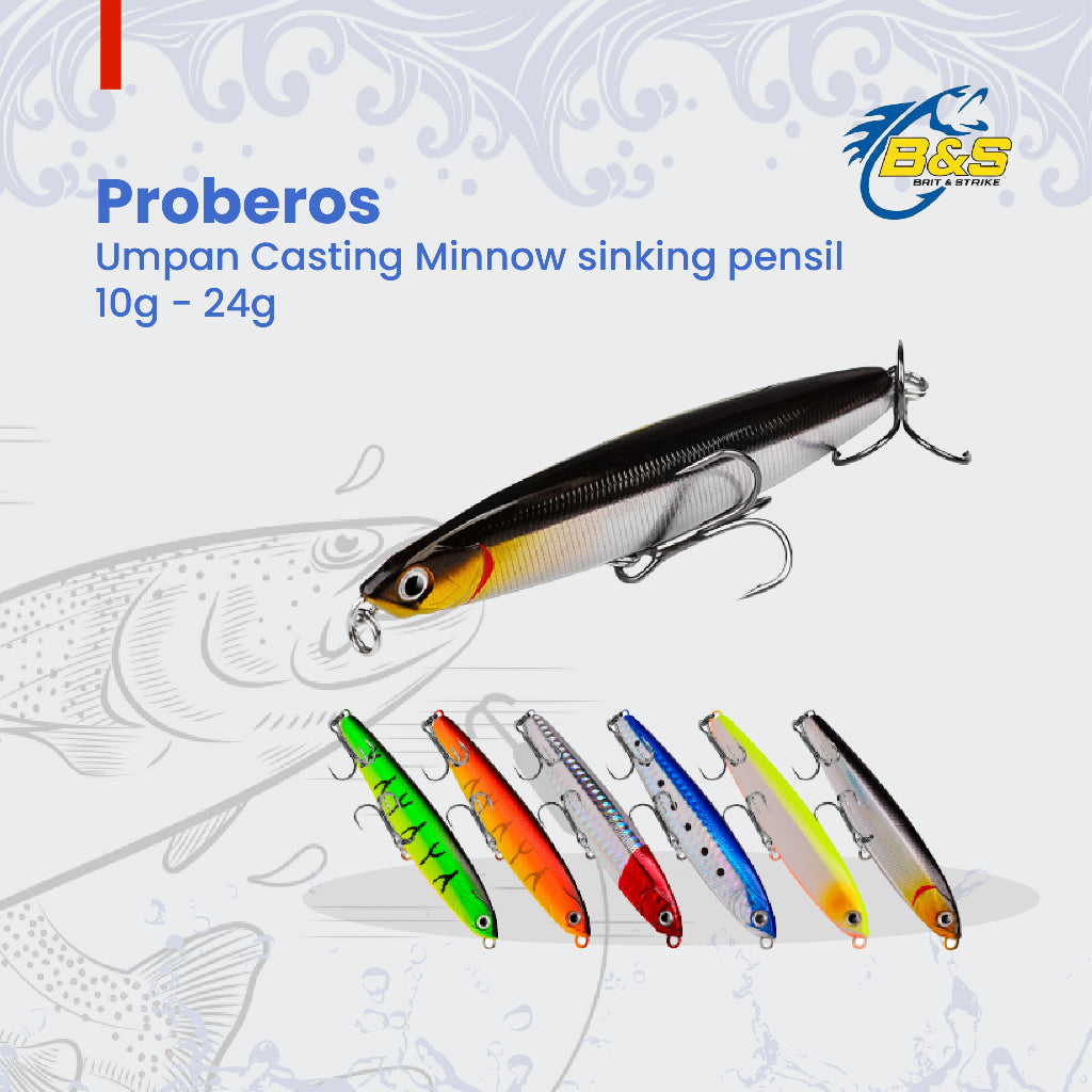 PROBEROS Umpan Casting Minnow sinking 10g/14g/18g/24g lure pensil swimbait MN126