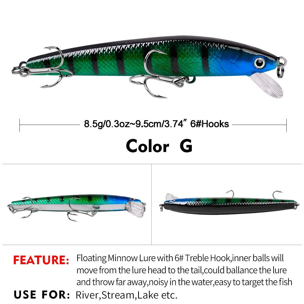 Paket umpan 10PCS PROBEROS Umpan Pancing Lure Minnow 8.5G / 9.5cm lure minnow floating MN063