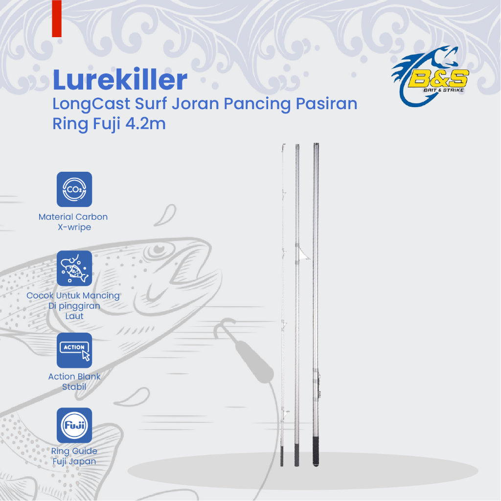 Joran Pancing FUJI Lurekiller LongCast Surf 4.2M Cw 100-250g Joran pasiran Ring Fuji JP030