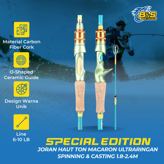 Spesial Edition Joran Pancing Haut ton Macaron Ultraringan 1.8m/2.1m/2.4m Joran Spinning dan Casting bahan karbon JP020