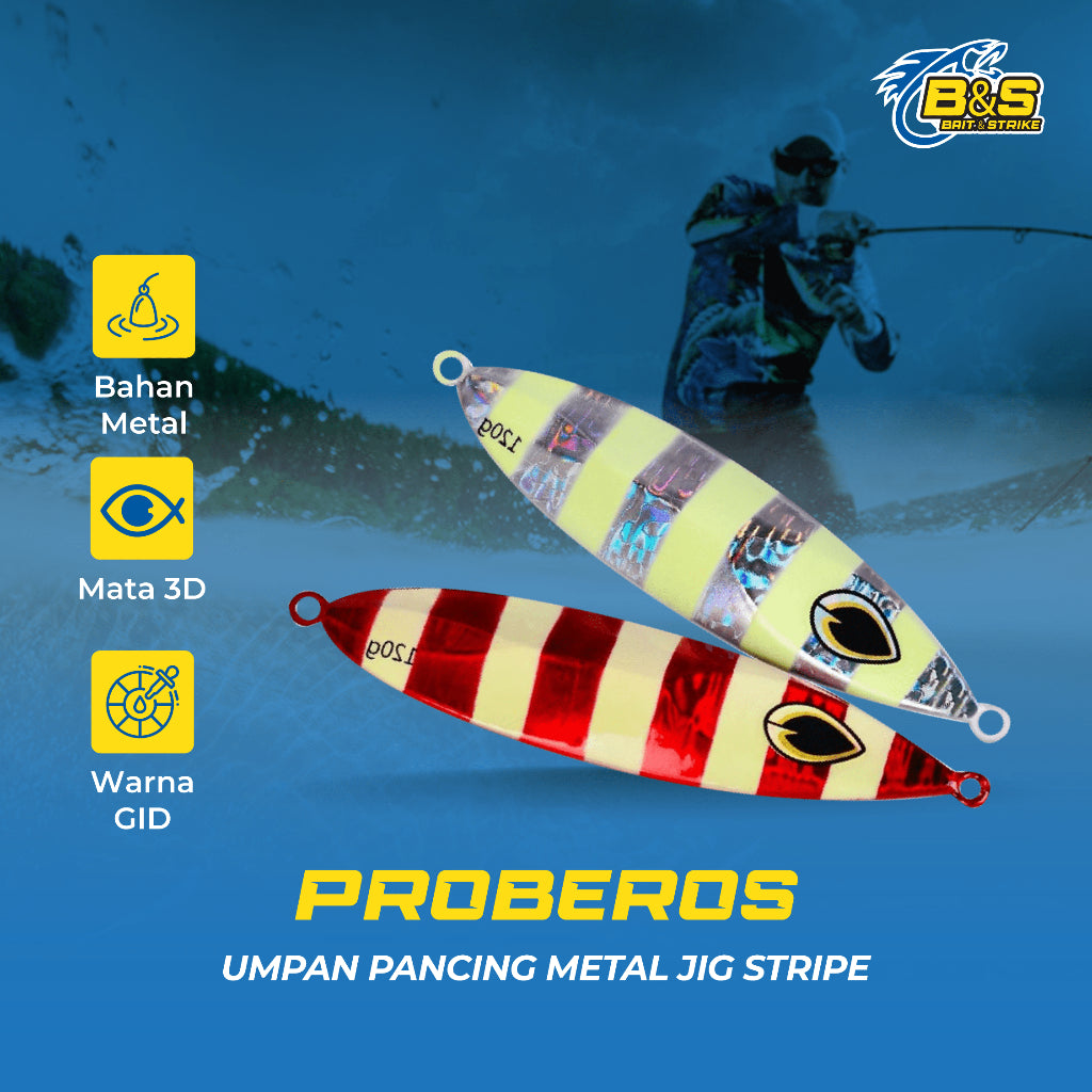 Proberos  Umpan Pancing Metal Jig Stripe GID 80g / 100g / 120g Umpan Metal Jig MJ007