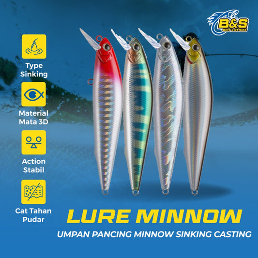 Lure minnow sinking 5G 7G 10G 14G topmouth culter BKK hook MN030