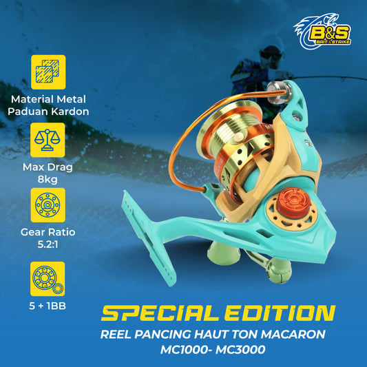 Spesial Edition Reel Pancing HAUT TON Macaron MC1000/2000/3000 5+1BB Gear Ratio 5.2:1 Reel Spinning bahan Metal RP016