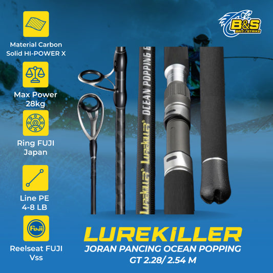 Joran Pancing Lurekiller Ocean Popping GT 2.28m / 2.54m PE4-8 Jig 60-160g Joran popping karbon Max power 28kg JP016