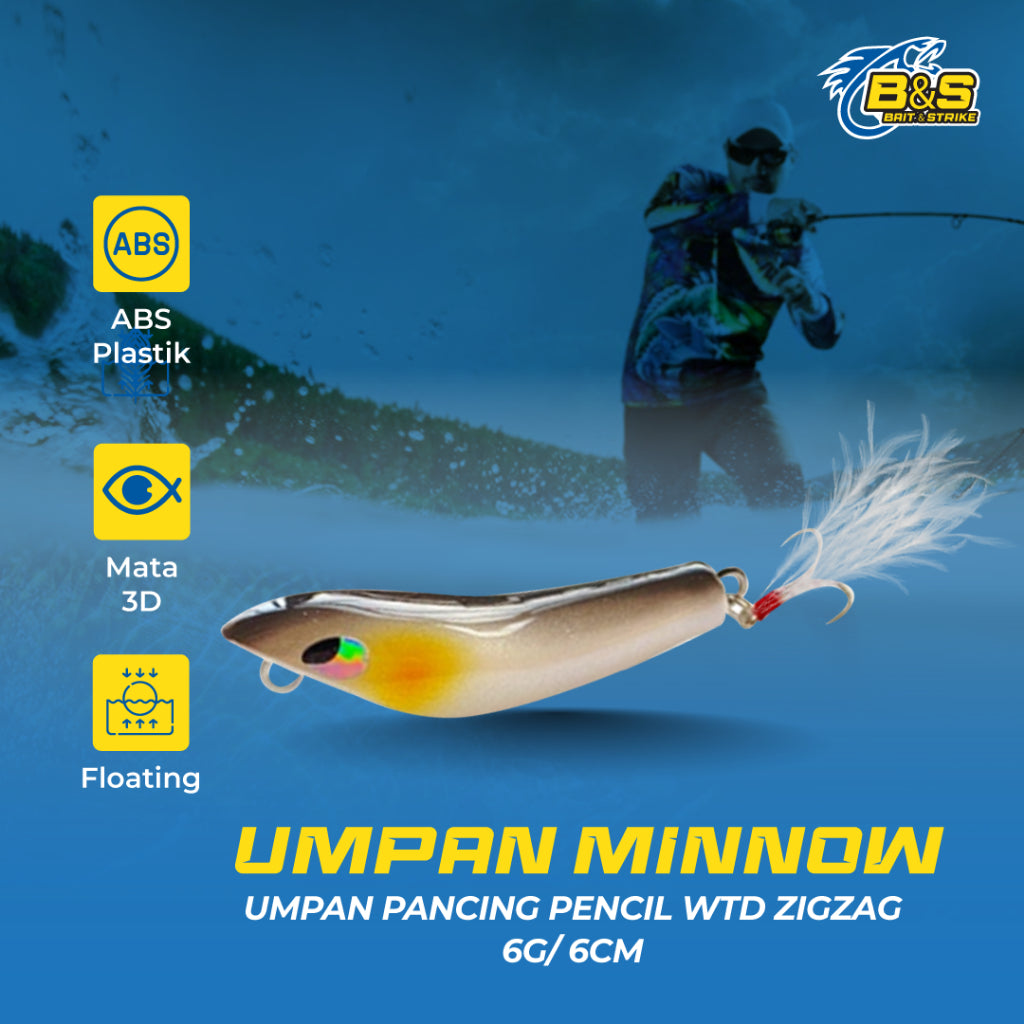 Umpan Pancing Pencil WTD ZigZag 6cm/6gr Lure Floating MN104