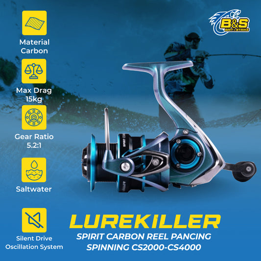 Reel Pancing LUREKILLER Spirit Carbon Reel CS2000-2500-3000-4000 Max Drag 15KG RP025