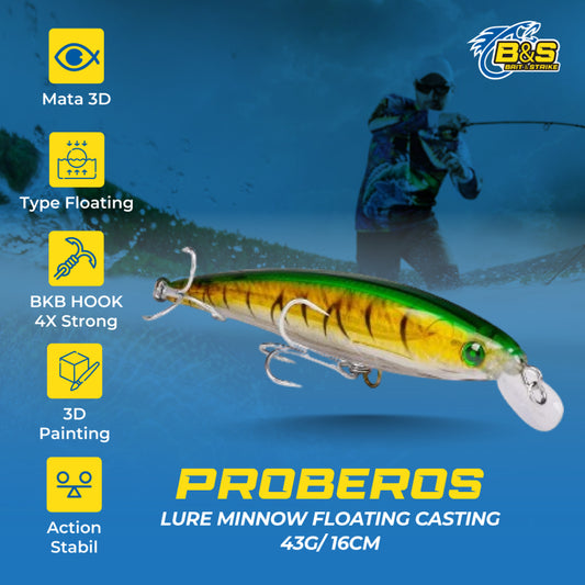PROBEROS Lure Minnow Floating 43g/16cm umpan casting/trolling MN141