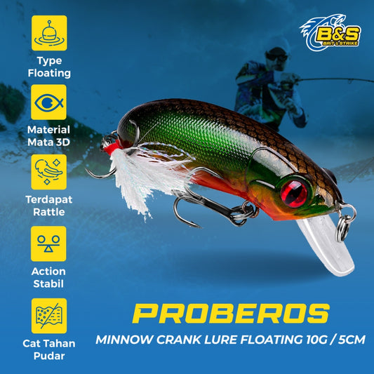 PROBEROS Minnow crank lure floating 10g/6cm umpan pancing casting MN071