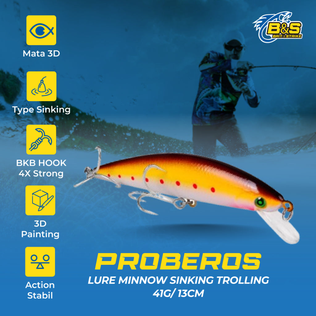 PROBEROS Lure Minnow sinking 41g/13cm Umpan pancing Casting / trolling MN142
