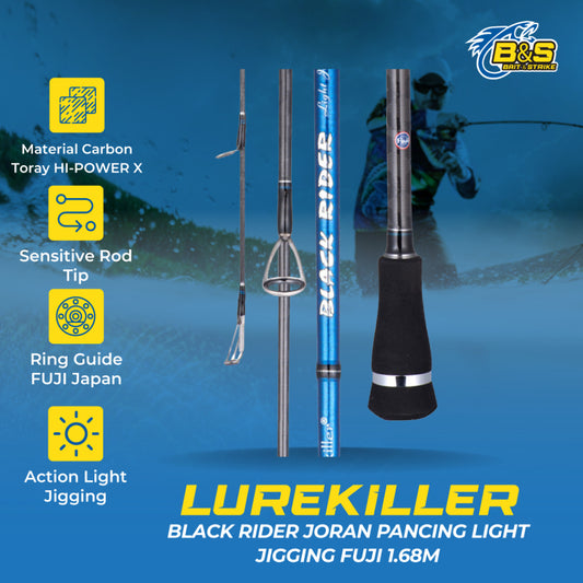Joran Pancing Light Jigging Lurekiller Black RIder 1.68M Ring Guide Fuji PE 0.6-1.5 Jig 20-100g JP029