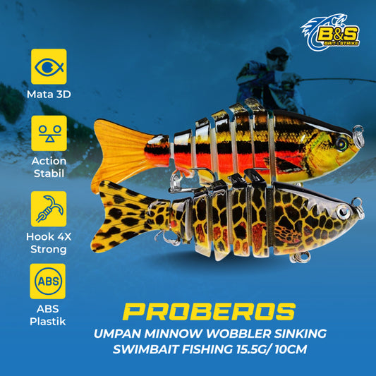 PROBEROS Jointed Umpan Minnow Wobbler Sinking 15.5g/10cm Swimbait Fishing Lure Wobbler Bait Tackle MN119