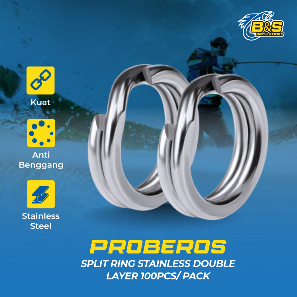 PROBEROS SPLIT RING STAINLESS 100PCS/PACK DAC001 DOUBLE LAYER Ring Umpan Pancing SR116