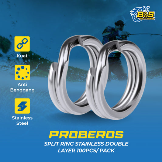 PROBEROS SPLIT RING STAINLESS 100PCS/PACK DAC001 DOUBLE LAYER Ring Umpan Pancing SR116