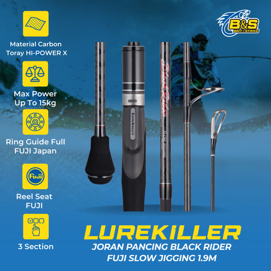 Lurekiller Joran Pancing Jigging BLACK RIDER 1.9M FUJI Slow Jigging JP025