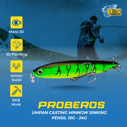 PROBEROS Umpan Casting Minnow sinking 10g/14g/18g/24g lure pensil swimbait MN126