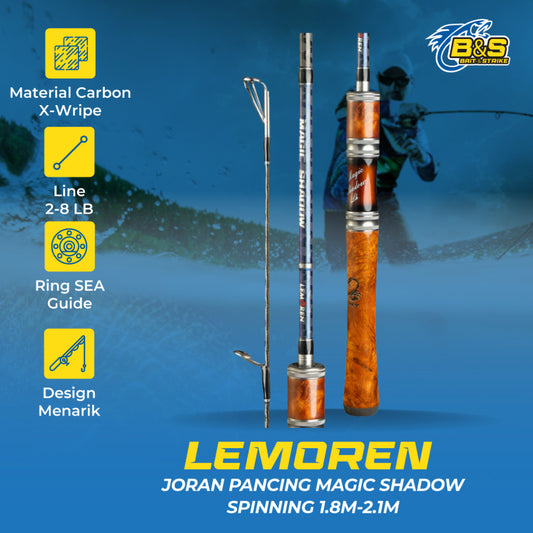 Joran Pancing LEMOREN Magic Shadow 1.8M / 1.98M / 2.1M Joran Spinning Bahan Karbon X-wripe Kuat JP006