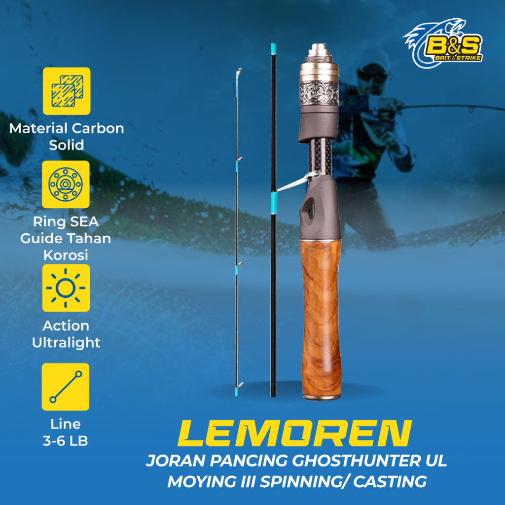 Joran Pancing GhostHunter Lemoren UL MOYING III 3-6lb UltraLight Carbon Solid joran Spining & casting