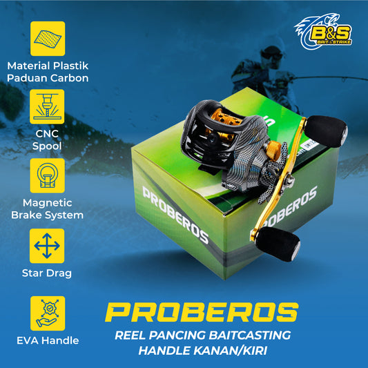 PROBEROS Reel Pancing BAITCASTING handle Kanan/Kiri Reel BC bahan Metal CNC 8+1BB Ratio 7.2:1 Max Drag 10KG RP020