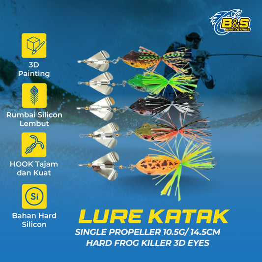 Lure katak single propeller 8.5G / 10.5G hard frog lure propeller killer 3D eyes action stabil LK164