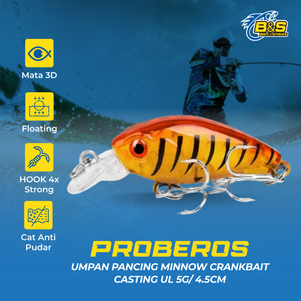 PROBEROS umpan Pancing Minnow CrankBait 4g/4.5cm lure casting UL MN132