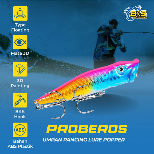 PROBEROS  Umpan Pancing Lure Popper 9.5CM 12G Umpan Keras Plastik DW1002 LP004