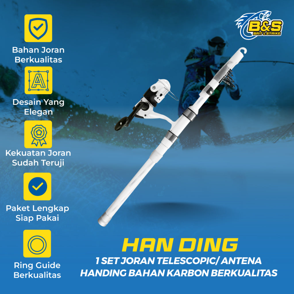 1 SET PANCING LENGKAP SIAP PAKAI JORAN HANDING TELESCOPIC 1.8M / 2.4M / 3.6M BAHAN CARBON KUAT BERKUALITAS JP061
