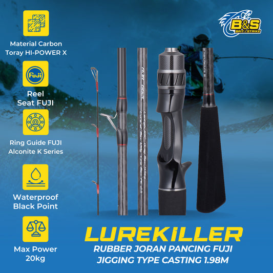 Lurekiller RUBBER Joran Pancing Fuji 1.98M joran Jigging kuat 662C type Casting JP028