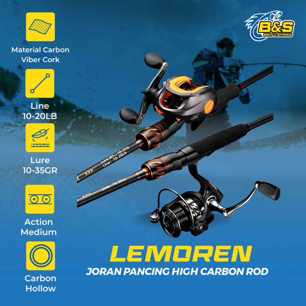 Joran pancing Lemoren 10-20LB bahan karbon kuat ring guide SIC JP056