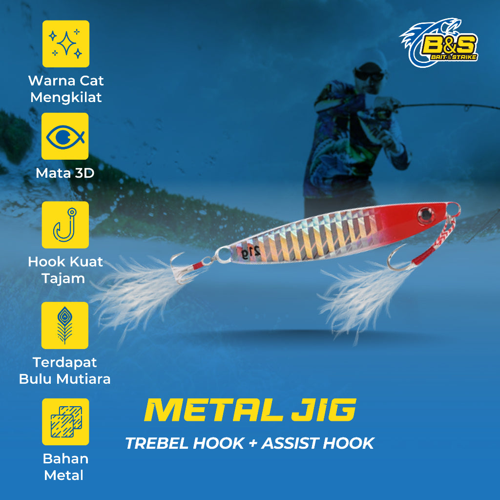 Umpan Pancing Metal Jig + Treble dan Assist Hook 7g 10g 14g 17g 21g MJ010