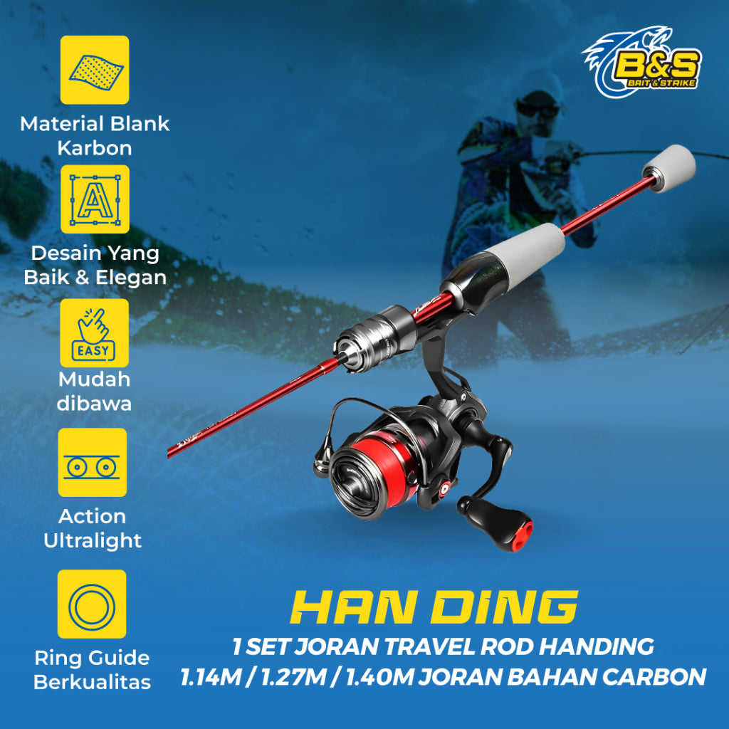 1 SET JORAN TRAVEL ROD HANDING 1.14M / 1.27M / 1.40M JORAN BAHAN CARBON KUAT BERKUALITAS JP063