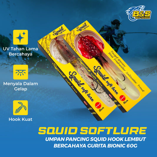 LureKiller Umpan Pancing Squid Hook Lembut Bercahaya Gurita Bionic 60G UP002