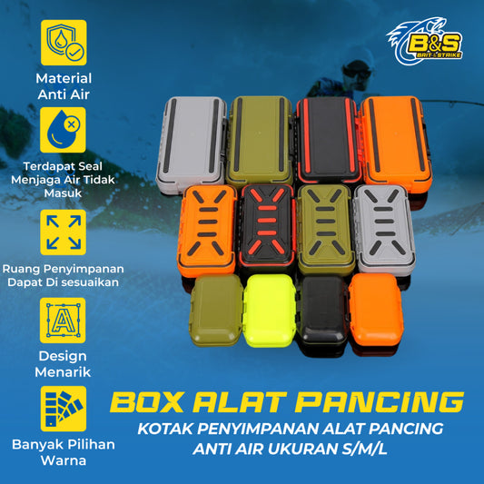 Kotak penyimpanan alat pancing ukuran S/M/L box anti air untuk kail/timah dan lainya BP172
