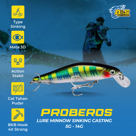 Proberos Lure Minnow sinking 5g/7g/10g/14g umpan minnow casting MN055