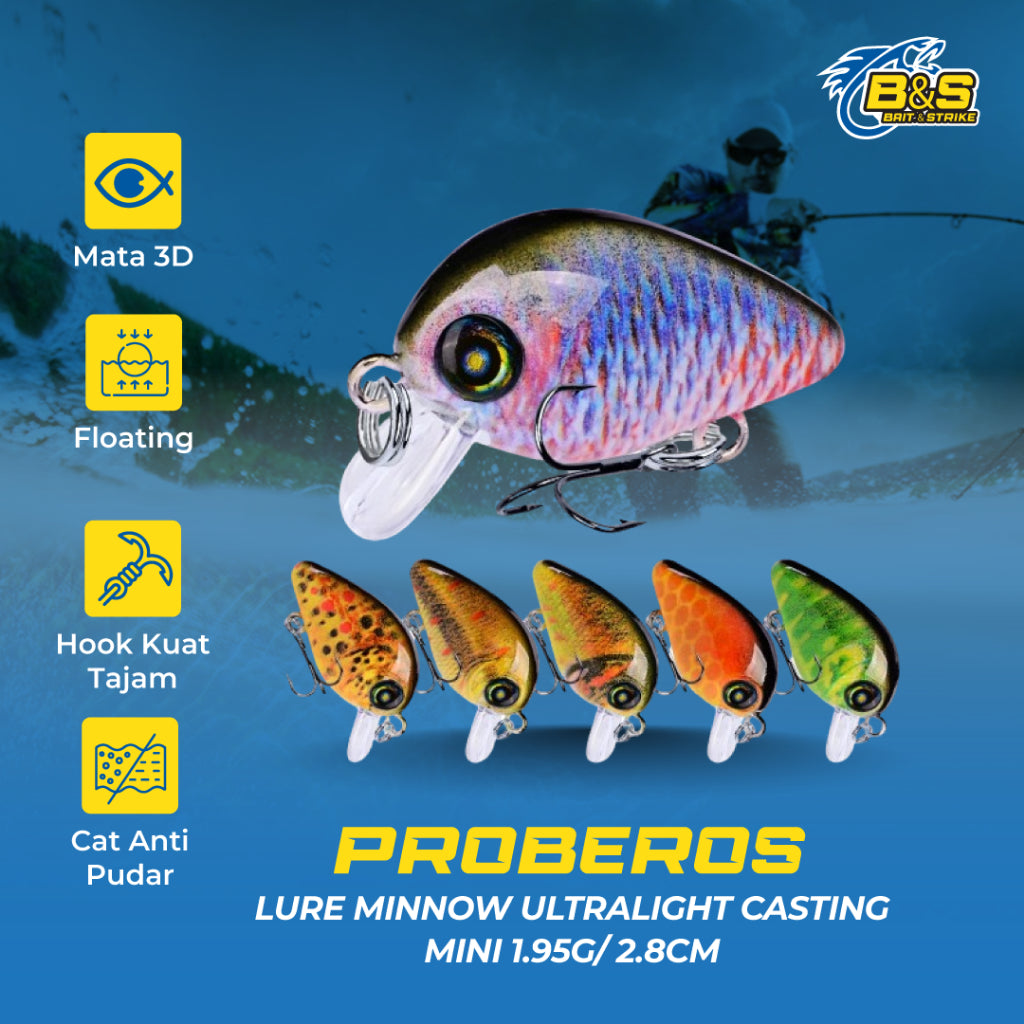 Proberos Lure minnow mini 1.95g / 2.8cm Umpan Ultralight Casting MN122