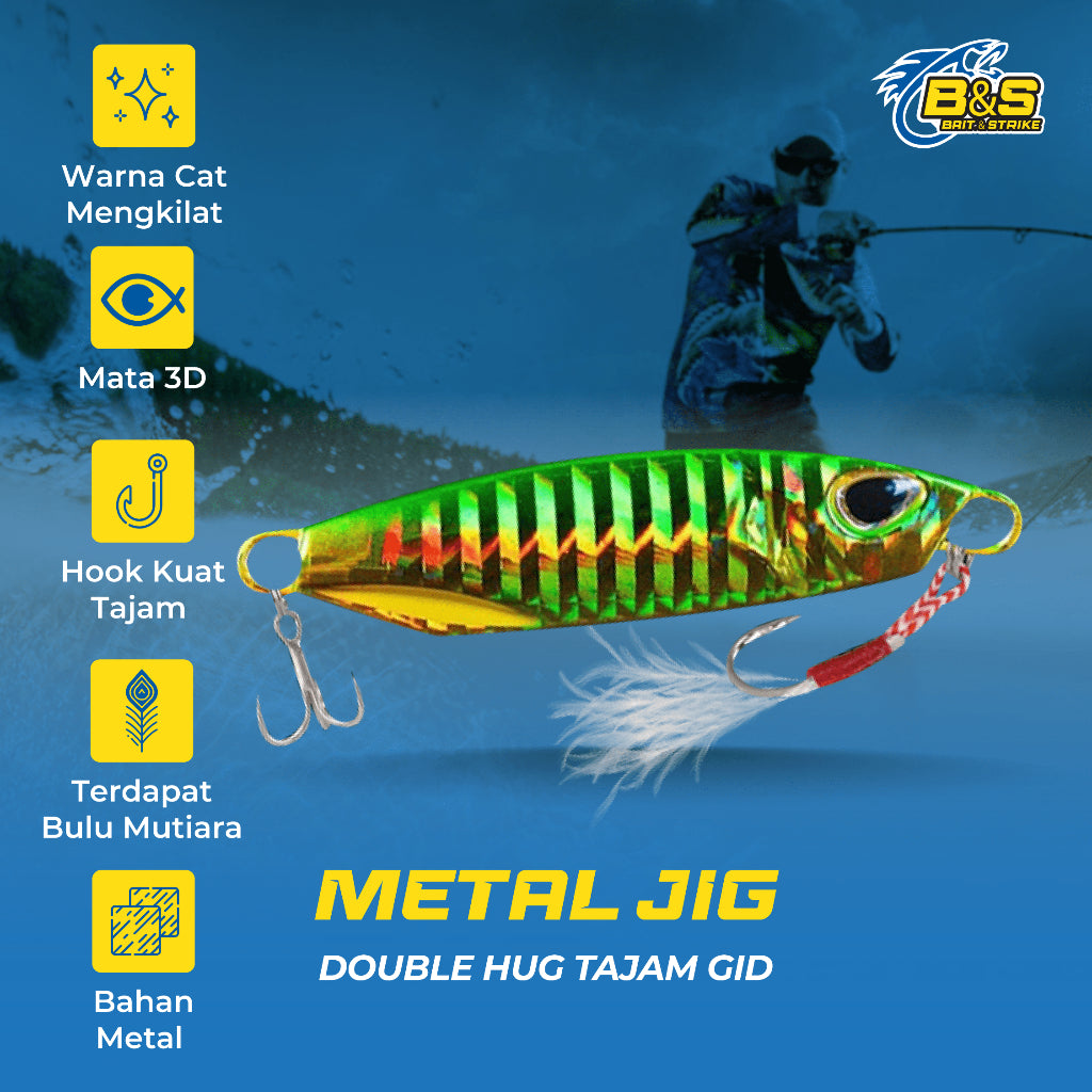 Umpan Pancing Metal Jig (GID) 10g 15g 20g 30g 40g Metal Jig Double Hook Tajam MJ009